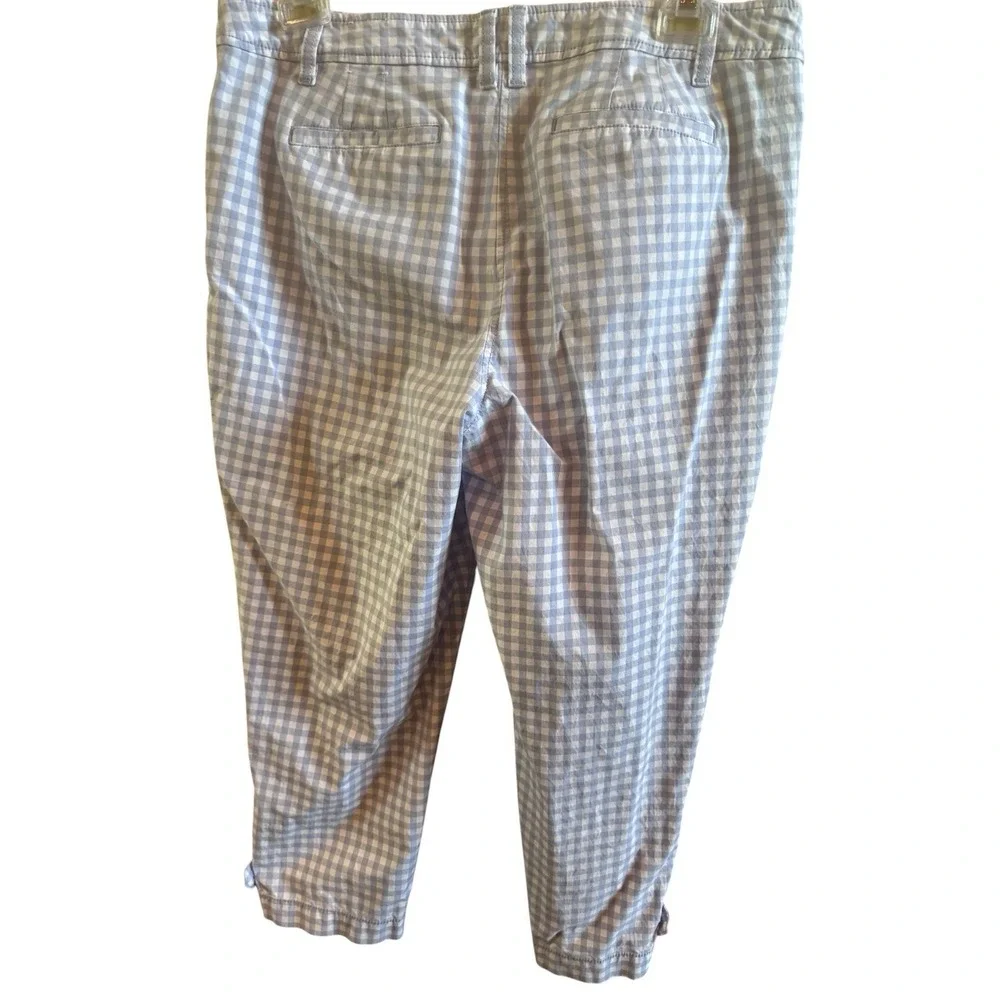 Talbots Perfect Crop Pants Size 16 Blue Gingham Cotton Blend